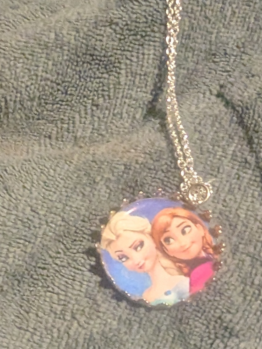 Disney Anna & Elsa Blue and Pink Pendant Necklace